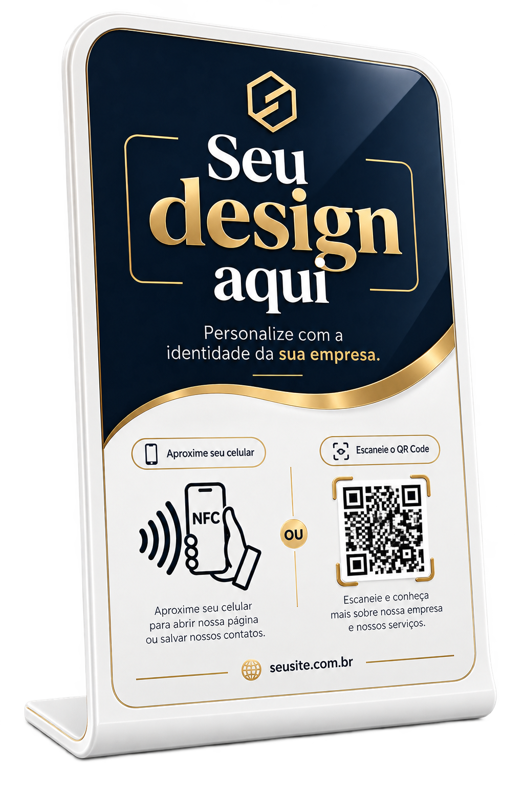 Plaquinha de mesa NFC e QR Code na versão personalizada